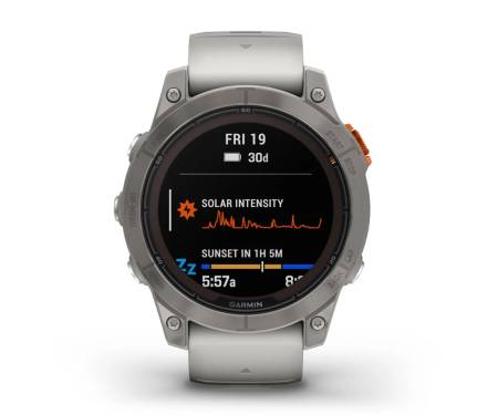 Смарт-часы Garmin Fenix 7 Pro Sapphire Solar Titanium w. Fog Gray/Ember O. Band (010-02777-20/21)