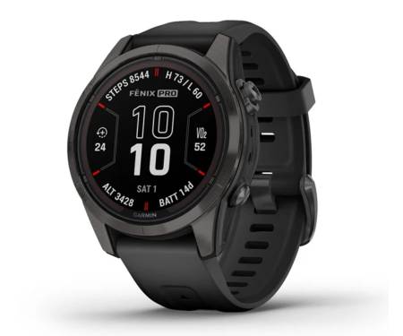 Смарт-часы Garmin Fenix 7S Pro Sapphire Solar Carbon G. DLC Tit. with Black Band (010-02776-10/11)