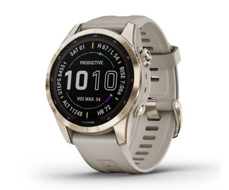 Смарт-годинник Garmin Fenix 7S Sapphire Solar Cream G. Titanium w. Cream H. Nylon Band (010-02539-39)