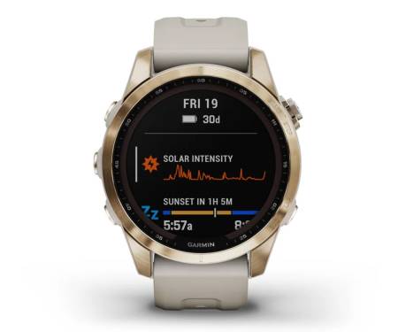 Смарт-годинник Garmin Fenix 7S Sapphire Solar Cream G. Titanium w. Cream H. Nylon Band (010-02539-39)