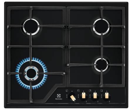 Electrolux Варочная поверхность газовая, 60см, чугун, черный мат.
