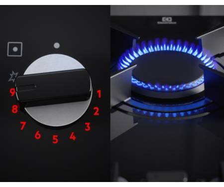Electrolux Варильна поверхня газова на склі, 60см, чавун, електрон. керування, Hob2Hood, чорний