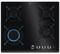 Electrolux Варочная поверхность газ на стекле, 60см, чугун, электр. управл., Hob2Hood, черный