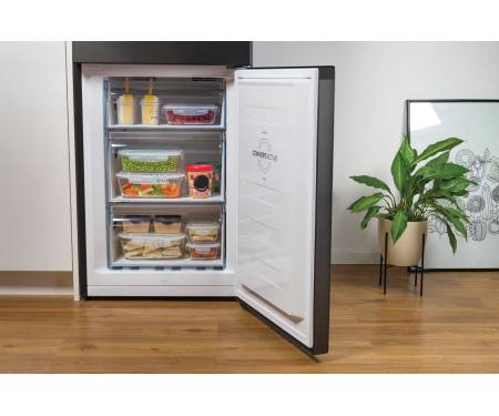 Gorenje Холодильник з нижн. мороз. камерою 185х60х60см, 2 двері, 204(96)л, А++, NoFrost+ , LED дисплей, Зона св-ті, чорний