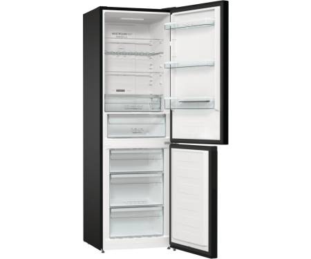 Gorenje Холодильник з нижн. мороз. камерою 185х60х60см, 2 двері, 204(96)л, А++, NoFrost+ , LED дисплей, Зона св-ті, чорний