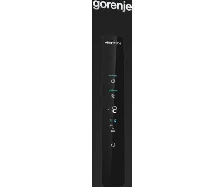 Gorenje Холодильник з нижн. мороз. камерою 185х60х60см, 2 двері, 204(96)л, А++, NoFrost+ , LED дисплей, Зона св-ті, чорний