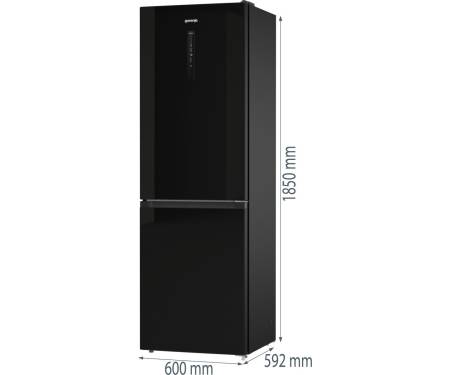 Gorenje Холодильник з нижн. мороз. камерою 185х60х60см, 2 двері, 204(96)л, А++, NoFrost+ , LED дисплей, Зона св-ті, чорний