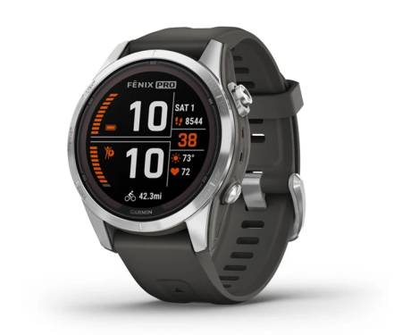Смарт-часы Garmin Fenix 7S Pro Solar Silver w. Graphite Band (010-02776-00/01)