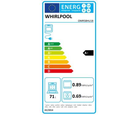 Whirlpool Духовой шкаф электрический, 71л, A+, дисплей, конвекция, телескопические направляющие, черный