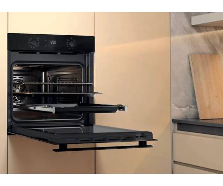 Whirlpool Духовой шкаф электрический, 71л, A+, дисплей, конвекция, телескопические направляющие, черный