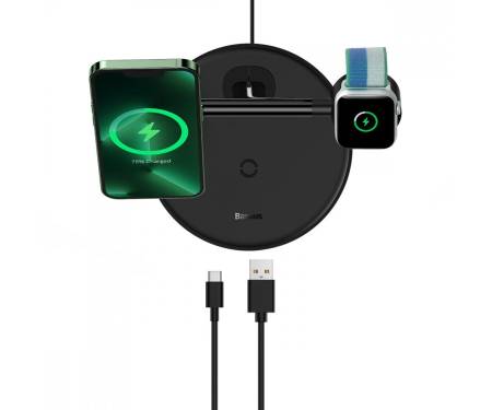 Беспроводное зарядное устройство Baseus Swan 3-in-1 Wireless Magnetic Charging Bracket 20W Black (WXTE000101) 5