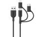 Кабель Anker 3in1 Charging Cable Multi Function Charger Cord Black 1