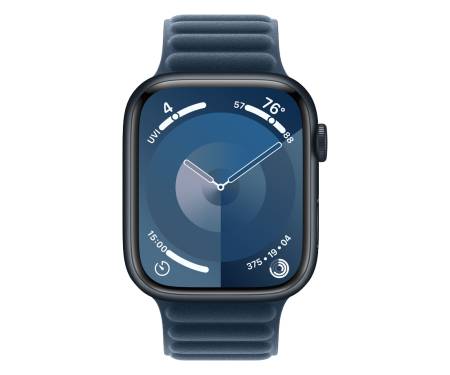 Apple Watch Series 9 GPS 45mm Midnight Aluminum Case with Pacific Blue Magnetic Link 2