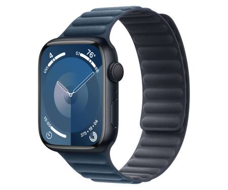 Apple Watch Series 9 GPS 45mm Midnight Aluminum Case with Pacific Blue Magnetic Link 1