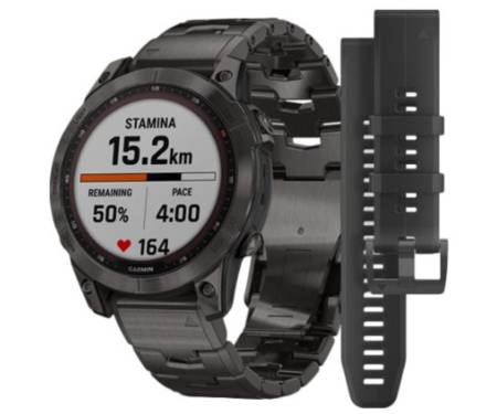 Смарт-часы Garmin Fenix 7 Sapphire Solar C. Grey DLC Titanium w. Carbon Grey DLC V. Titanium Band (010-02540-39)
