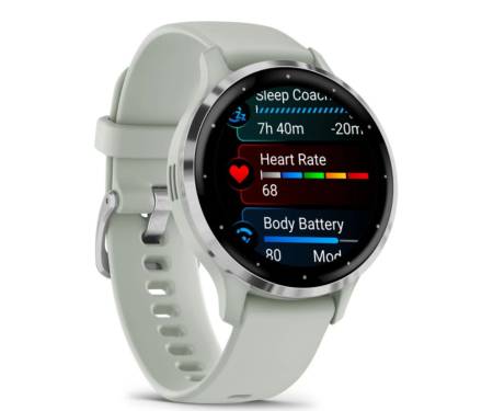 Смарт-часы Garmin Venu 3S Silver S. Steel Bezel w. Sage Gray Case and S. Band (010-02785-01)