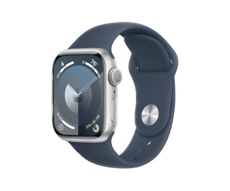Apple Watch Series 9 GPS 41mm Silver Aluminum Case w. Storm Blue S. Band - S/M (MR903) 1