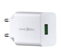 Мережевий зарядний пристрій USAMS CC083 T22 Single USB QC3.0 Travel Charger (EU) White (CC083)