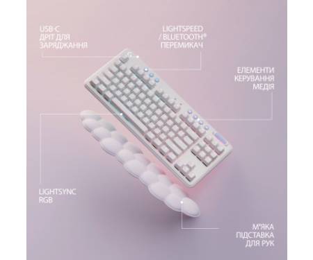 Клавіатура Logitech G715 Aurora Wireless Gaming GX Red Lightspeed/Bluetooth UA Off-White (920-010692)