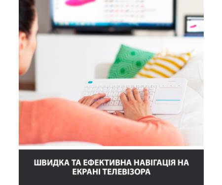 Клавіатура Logitech K400 Plus Touch Wireless UA White (920-007146)