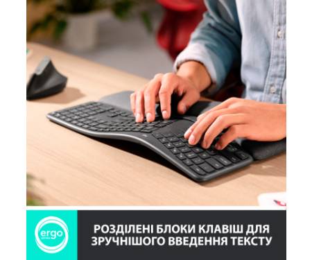 Клавіатура Logitech ERGO K860 Bluetooth/Wireless UA Black (920-010108)