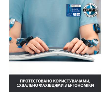 Клавіатура Logitech ERGO K860 Bluetooth/Wireless UA Black (920-010108)
