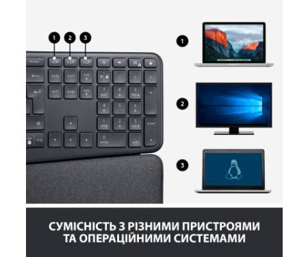 Клавіатура Logitech ERGO K860 for Business Bluetooth/Wireless UA Black (920-010352)