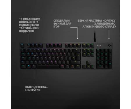 Клавіатура Logitech G512 Lightsync RGB Mechanical GX Red USB UA Carbon (920-009370)