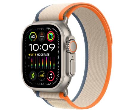 Apple Watch Ultra 2 GPS + Cellular 49mm Titanium Case with Orange/Beige Trail Loop - M/L (MRF23) 1