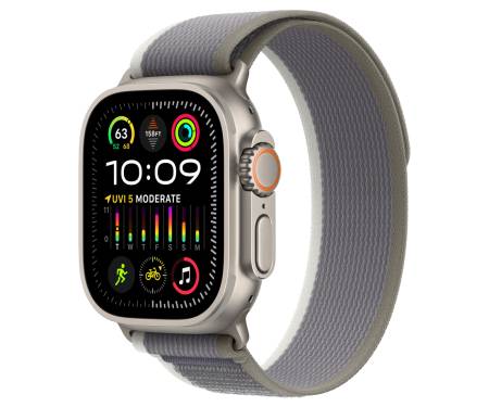 Apple Watch Ultra 2 GPS + Cellular 49mm Titanium Case with Green/Gray Trail Loop - S/M (MRF33) 1