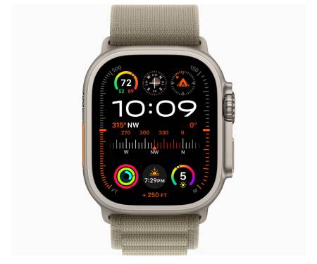 Apple Watch Ultra 2 GPS + Cellular 49mm Titanium Case with Olive Alpine Loop - Large (MRF03/MRFK3) 2