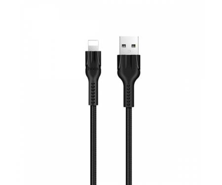 Кабель HOCO U93 USB to iP 2.4A, 1.2m, nylon, aluminum connectors, light indicator, Black 2