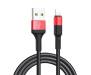 Кабель HOCO X26 USB to iP 2A, 18W 1m, nylon, aluminum connectors, Black+Red 1