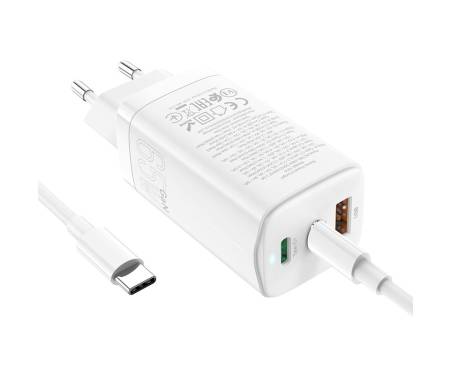 Мережевий зарядний пристрій Hoco N16 1xUSB/2xUSB-C 65W + Type-C to Type-C White 2
