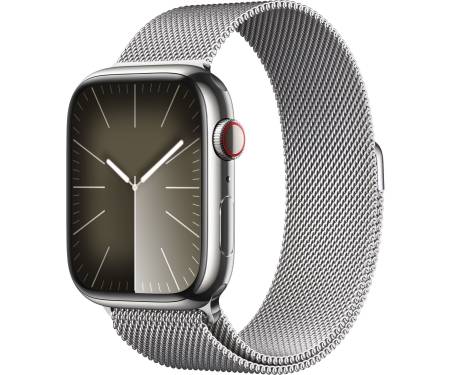 Apple Watch Series 9 GPS + Cellular 45mm Silver S. Steel Case w. Silver Milanese Loop (MRMQ3) 1
