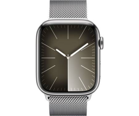 Apple Watch Series 9 GPS + Cellular 45mm Silver S. Steel Case w. Silver Milanese Loop (MRMQ3) 2