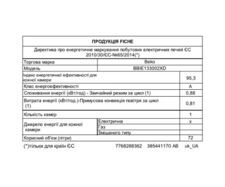 Духова шафа Beko BBIE123002XD