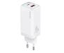 Сетевое зарядное устройство USAMS CC153 T47 65W Dual Ports Super Si PD+QC Fast USB+Type-C Charger (EU) White (CC153)