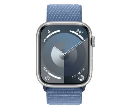 Apple Watch Series 9 GPS + Cellular 45mm Silver Aluminum Case with Winter Blue Sport Loop (MRMJ3) 2