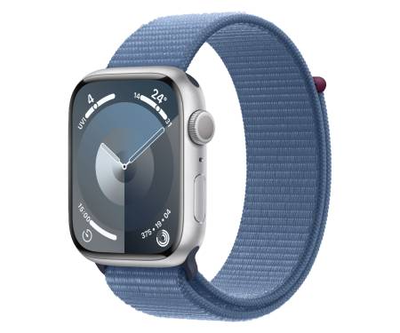 Apple Watch Series 9 GPS + Cellular 45mm Silver Aluminum Case with Winter Blue Sport Loop (MRMJ3) 1