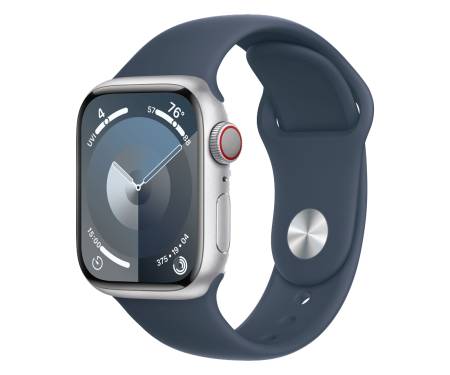 Apple Watch Series 9 GPS + Cellular 41mm Silver Alu. Case w. Storm Blue Sport Band - M/L (MRHW3) 1