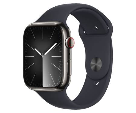Apple Watch Series 9 GPS + Cellular 45mm Graphite S. Steel Case w. Midnight Sport Band - S/M (MRMV3) 1