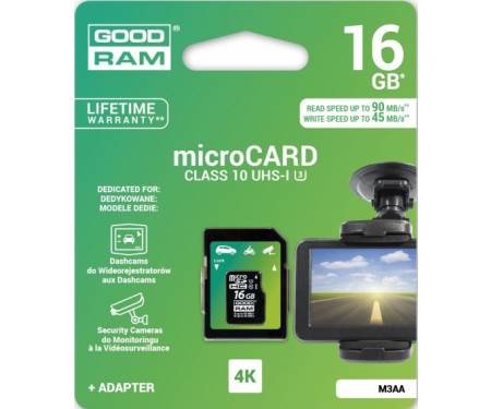 GOODRAM 16 GB microSDHC UHS-I U3 + SD Adapter M3AA-0160R11-DD