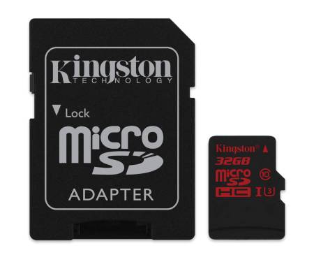 Kingston 32 GB microSDHC class 10 UHS-I U3 + SD Adapter SDCA3/32GB