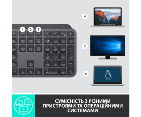 Клавіатура Logitech MX Keys Advanced for Business Wireless Illuminated UA Graphite (920-010251)