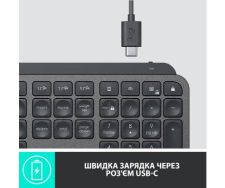 Клавіатура Logitech MX Keys Advanced for Business Wireless Illuminated UA Graphite (920-010251)