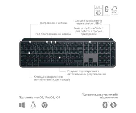Клавіатура Logitech MX Keys S Wireless UA Graphite (920-011593)