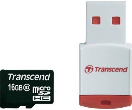Transcend 16 GB microSDHC class 10 + P3 Card Reader TS16GUSDHC10-P3