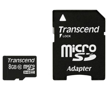 Transcend 8 GB microSDHC class 10 + SD Adapter TS8GUSDHC10
