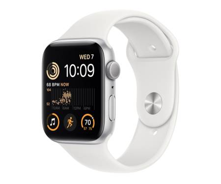 Apple Watch SE 2 GPS + Cellular 44mm Silver Aluminum Case with White Sport Band - M/L (MNU63) 1